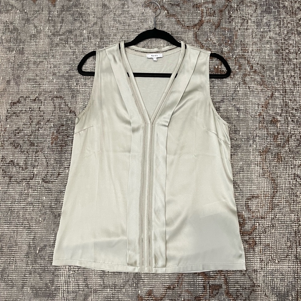 REISS Silk Tank Top in Sage Green